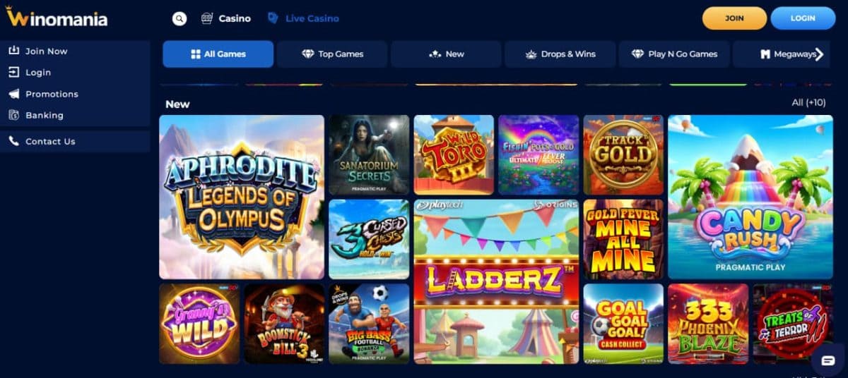 Winomania Casino — Slots, Jackpots & Live Tables image 2
